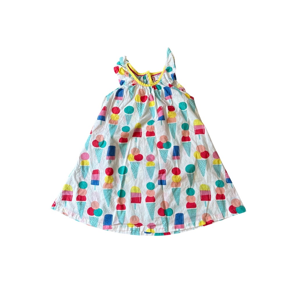 Unbranded Ice Cream Print Dress Kids White Multicolor Summer Sleeveless SIZE 2/3